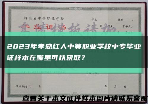 2023年孝感红人中等职业学校中专毕业证样本在哪里可以获取？缩略图