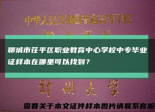 聊城市茌平区职业教育中心学校中专毕业证样本在哪里可以找到？缩略图