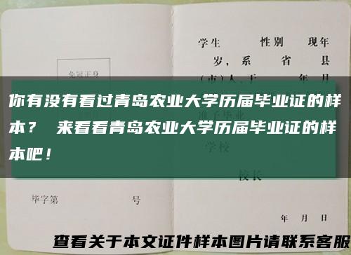 你有没有看过青岛农业大学历届毕业证的样本？ 来看看青岛农业大学历届毕业证的样本吧！缩略图