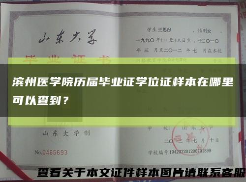 滨州医学院历届毕业证学位证样本在哪里可以查到？缩略图