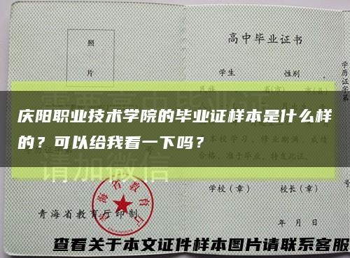 庆阳职业技术学院的毕业证样本是什么样的？可以给我看一下吗？缩略图