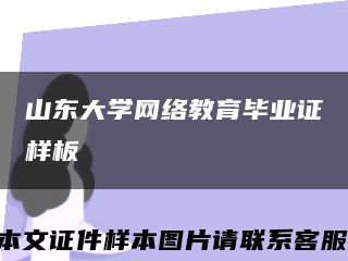 山东大学网络教育毕业证样板{模板}缩略图