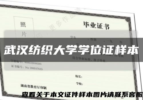 武汉纺织大学学位证样本缩略图