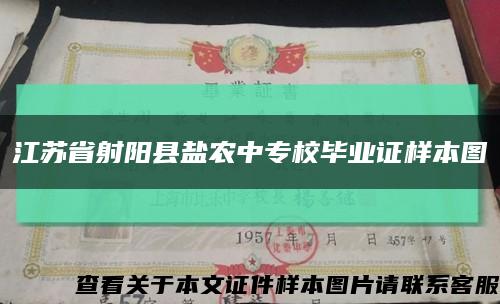 江苏省射阳县盐农中专校毕业证样本图缩略图