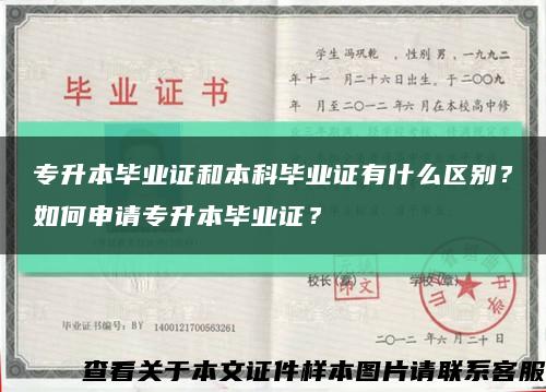 专升本毕业证和本科毕业证有什么区别？如何申请专升本毕业证？缩略图