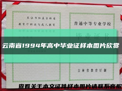 云南省1994年高中毕业证样本图片欣赏缩略图