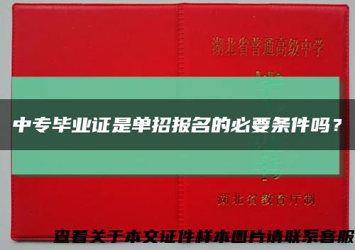 中专毕业证是单招报名的必要条件吗？缩略图