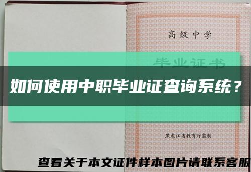 如何使用中职毕业证查询系统？缩略图