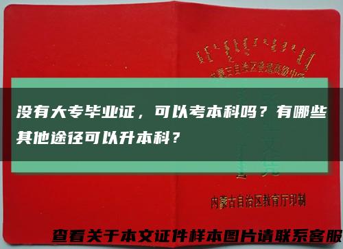 没有大专毕业证，可以考本科吗？有哪些其他途径可以升本科？缩略图