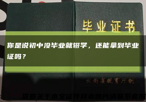 你是说初中没毕业就辍学，还能拿到毕业证吗？缩略图