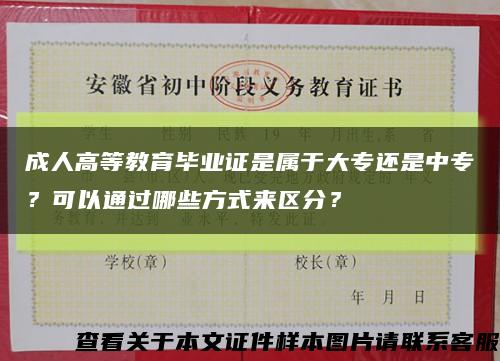 成人高等教育毕业证是属于大专还是中专？可以通过哪些方式来区分？缩略图