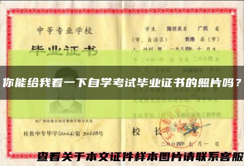 你能给我看一下自学考试毕业证书的照片吗？缩略图