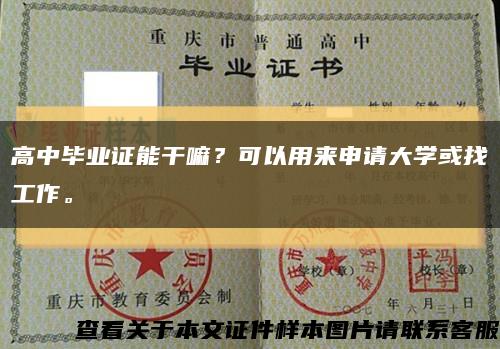 高中毕业证能干嘛？可以用来申请大学或找工作。缩略图