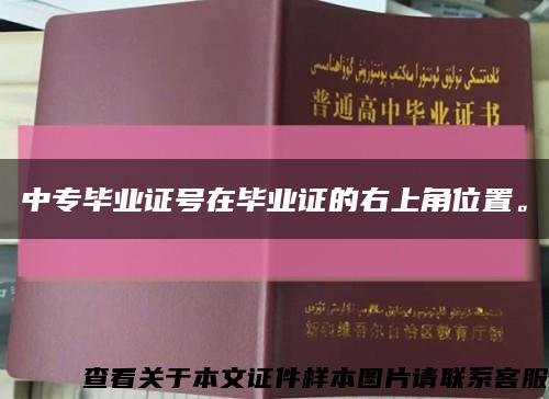 中专毕业证号在毕业证的右上角位置。缩略图