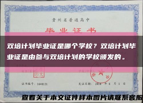 双培计划毕业证是哪个学校？双培计划毕业证是由参与双培计划的学校颁发的。缩略图