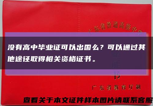 没有高中毕业证可以出国么？可以通过其他途径取得相关资格证书。缩略图