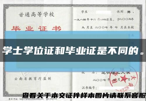 学士学位证和毕业证是不同的。缩略图