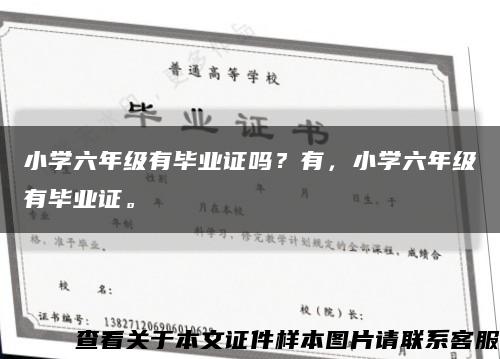 小学六年级有毕业证吗？有，小学六年级有毕业证。缩略图