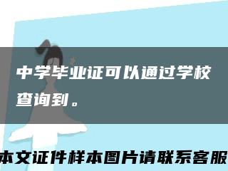 中学毕业证可以通过学校查询到。缩略图