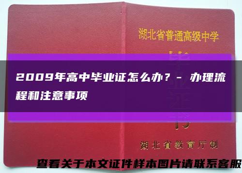 2009年高中毕业证怎么办？- 办理流程和注意事项缩略图