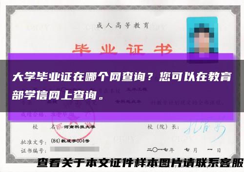 大学毕业证在哪个网查询？您可以在教育部学信网上查询。缩略图