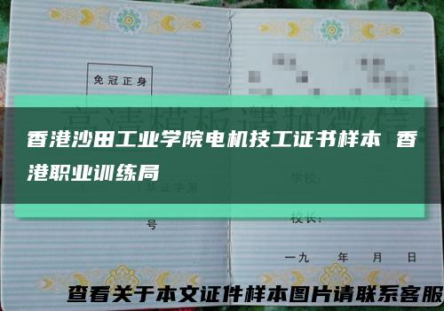 香港沙田工业学院电机技工证书样本 香港职业训练局缩略图