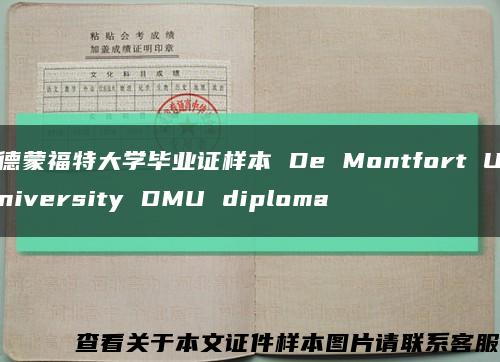 德蒙福特大学毕业证样本 De Montfort University DMU diploma缩略图