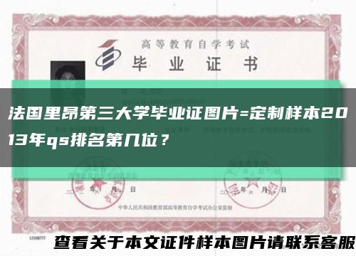 法国里昂第三大学毕业证图片=定制样本2013年qs排名第几位？缩略图