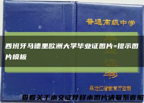 西班牙马德里欧洲大学毕业证图片=提示图片模板缩略图