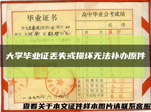 大学毕业证丢失或损坏无法补办原件缩略图