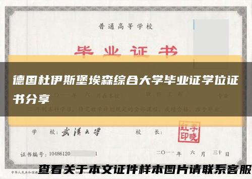 德国杜伊斯堡埃森综合大学毕业证学位证书分享缩略图