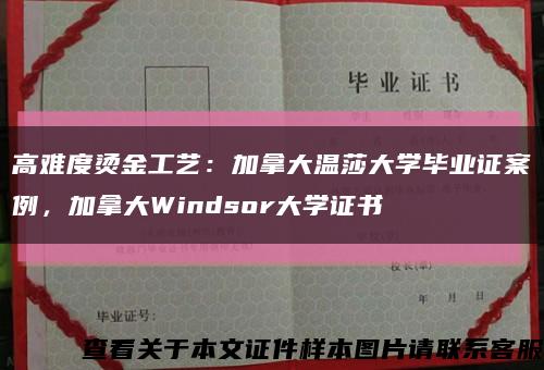 高难度烫金工艺：加拿大温莎大学毕业证案例，加拿大Windsor大学证书缩略图