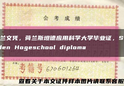 荷兰文凭，荷兰斯坦德应用科学大学毕业证，Stenden Hogeschool diploma缩略图