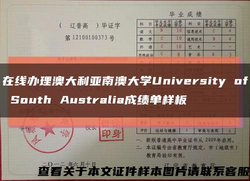 在线办理澳大利亚南澳大学University of South Australia成绩单样板缩略图