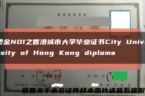 烫金NO1之香港城市大学毕业证书City University of Hong Kong diploma缩略图