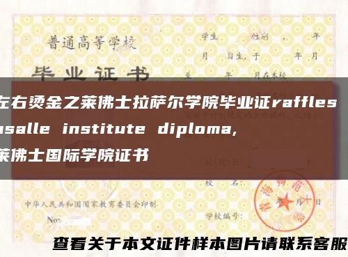 左右烫金之莱佛士拉萨尔学院毕业证raffles lasalle institute diploma,莱佛士国际学院证书缩略图