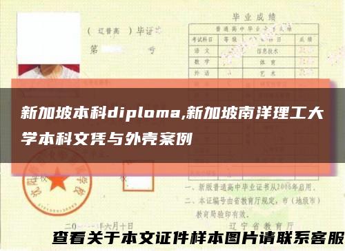 新加坡本科diploma,新加坡南洋理工大学本科文凭与外壳案例缩略图