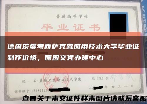 德国茨维考西萨克森应用技术大学毕业证制作价格，德国文凭办理中心缩略图