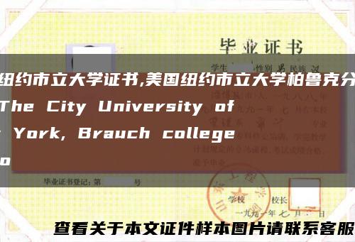 美国纽约市立大学证书,美国纽约市立大学柏鲁克分校毕业证The City University of New York, Brauch college diplo缩略图