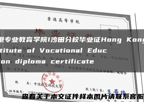 香港专业教育学院I沙田分校毕业证Hong Kong Institute of Vocational Education diploma certificate缩略图
