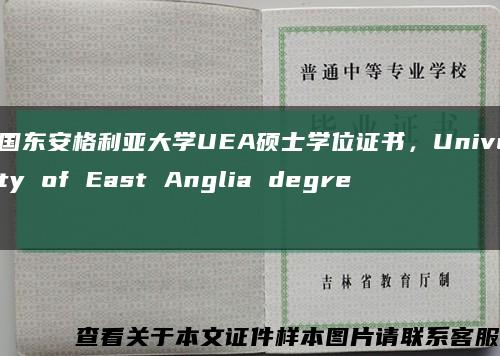英国东安格利亚大学UEA硕士学位证书，University of East Anglia degree缩略图