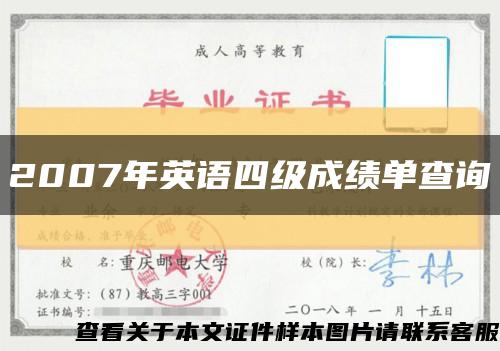 2007年英语四级成绩单查询缩略图