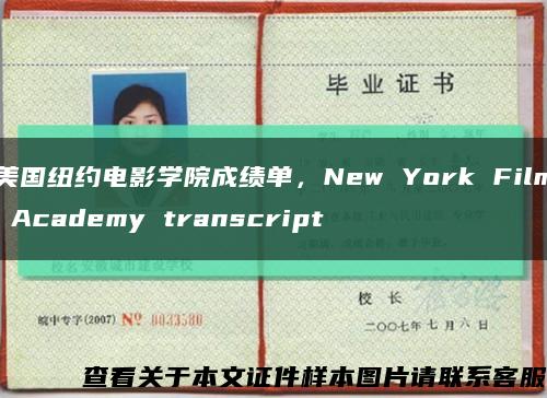 美国纽约电影学院成绩单，New York Film Academy transcript缩略图