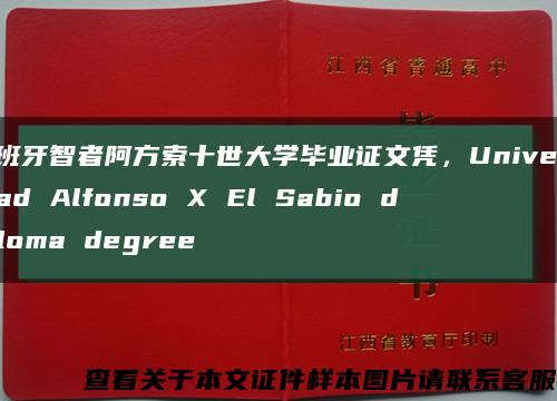 西班牙智者阿方索十世大学毕业证文凭，Universidad Alfonso X El Sabio diploma degree缩略图