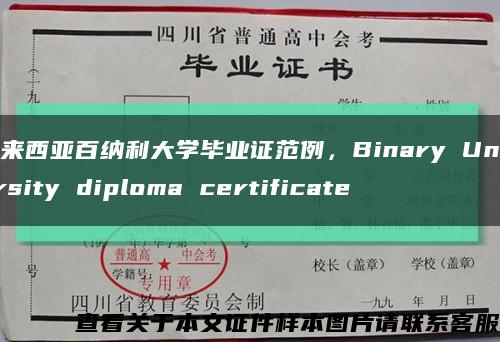 马来西亚百纳利大学毕业证范例，Binary University diploma certificate缩略图