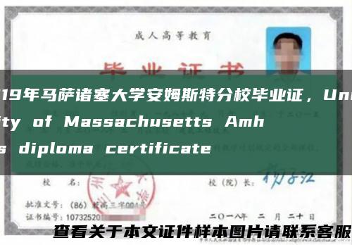 2019年马萨诸塞大学安姆斯特分校毕业证，University of Massachusetts Amhers diploma certificate缩略图