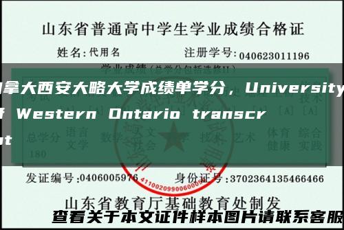 加拿大西安大略大学成绩单学分，University of Western Ontario transcript缩略图