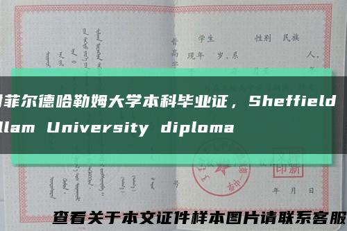 谢菲尔德哈勒姆大学本科毕业证，Sheffield Hallam University diploma缩略图