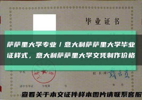 萨萨里大学专业／意大利萨萨里大学毕业证样式，意大利萨萨里大学文凭制作价格缩略图