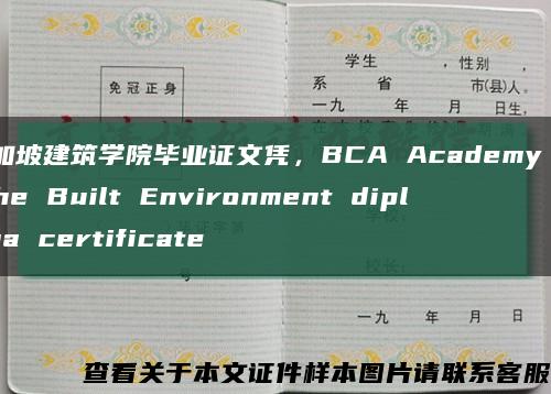 新加坡建筑学院毕业证文凭，BCA Academy of the Built Environment diploma certificate缩略图